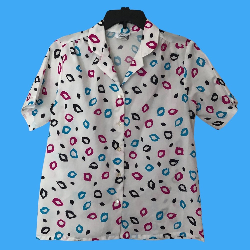 Vintage "Lips" Blouse-Sz M